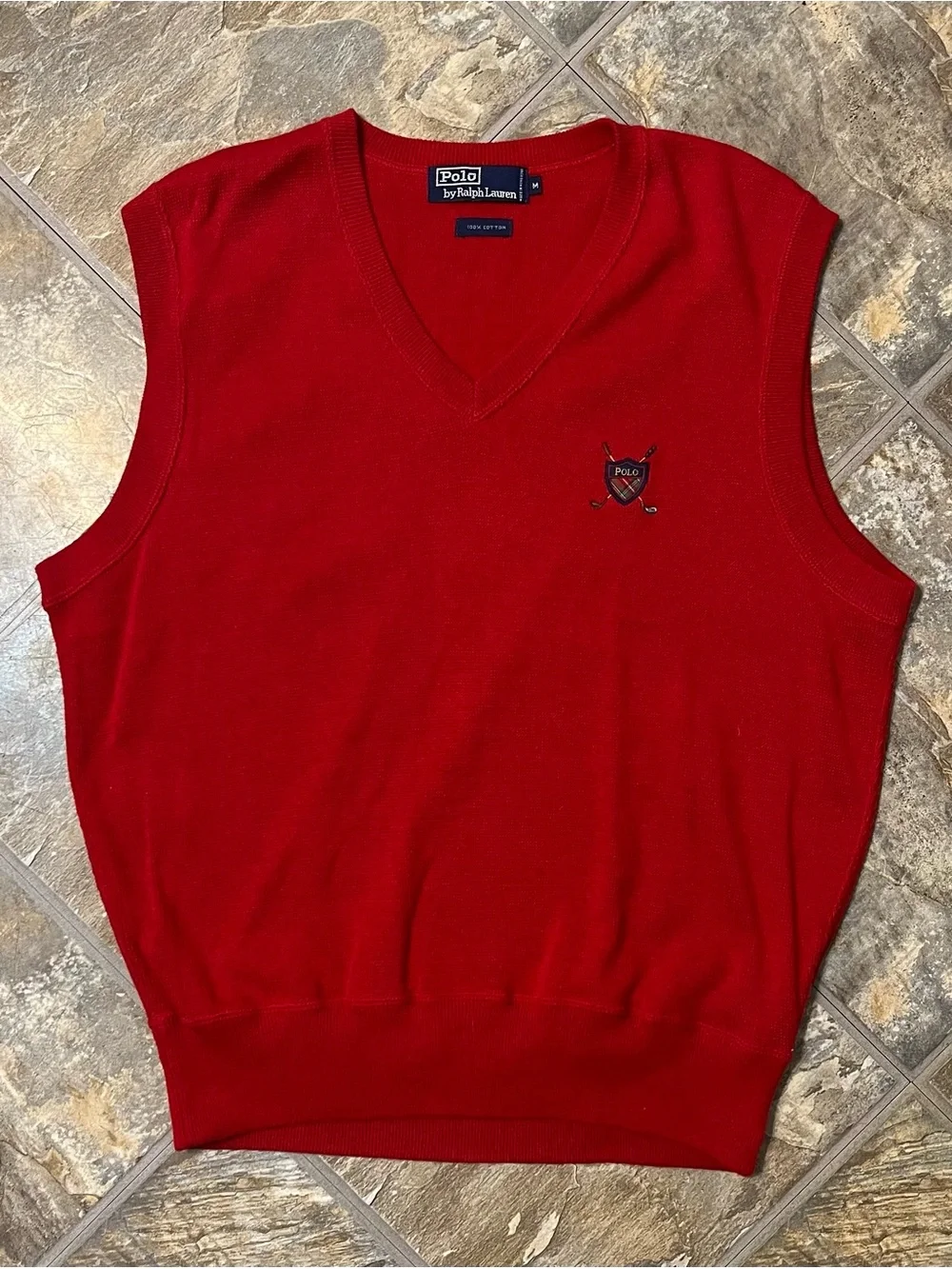 Polo Ralph Lauren Mens Red Sweater Vest Golf Sleeveless Size Medium